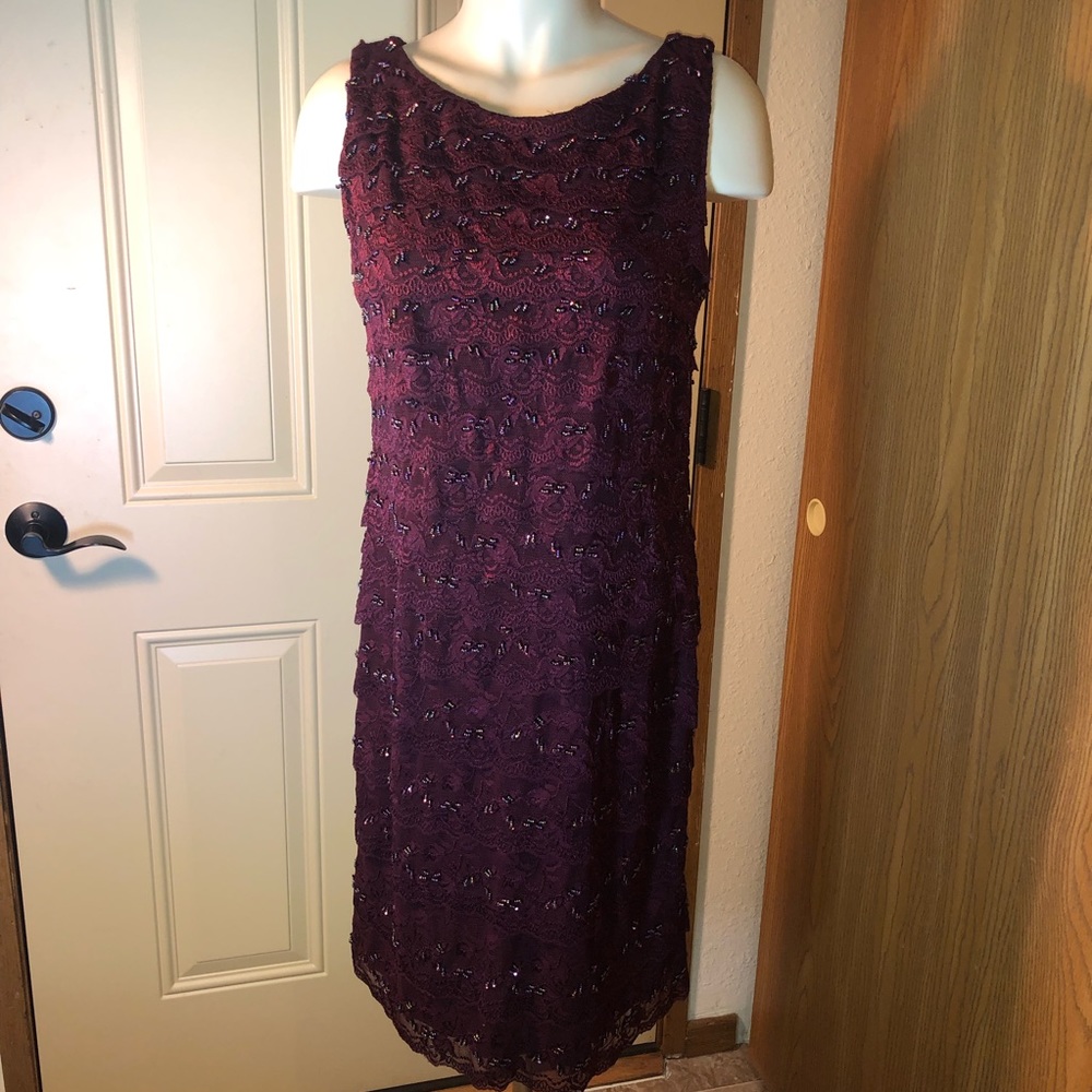 Marina Beaded Wine Colored Dress